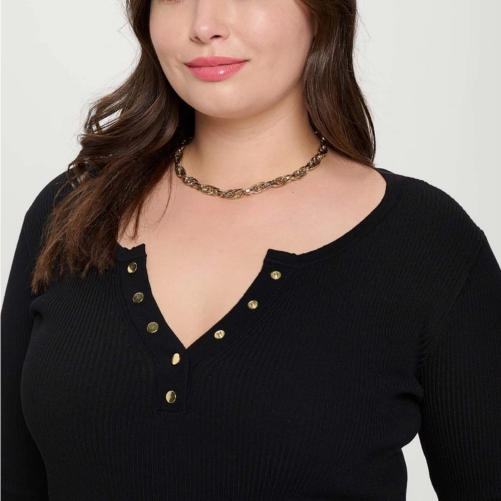 Black Button-Detail Women's Top